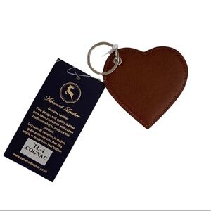Ashwood Leather Heart Keychain NWT Cognac